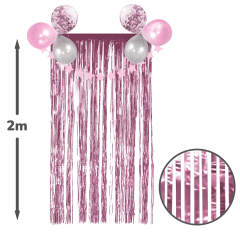CORTINA METALICA DELGADA ECO ROSADA 2MT X1 UNI.