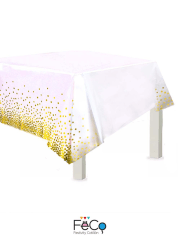 MANTEL METALICO BLANCO DORADO.
