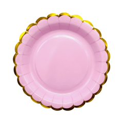 PLATO CARTON PASTEL ROSADO x 6 UNID