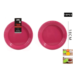PLATO PLASTICO REDONDE FUCSIA 10 PCS