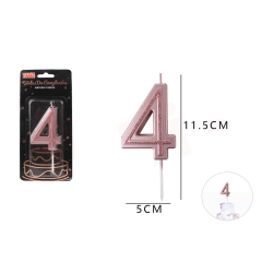 VELA DE NUMERO 4 ORO ROSA
