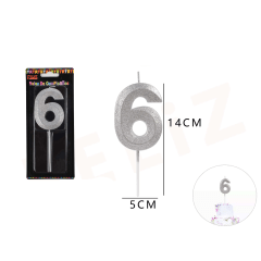 VELAS DE NUMEROS 6 PLATA