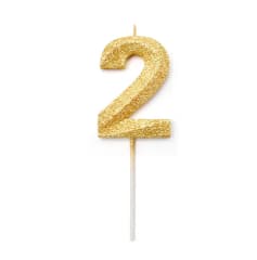 VELAS DE NUMEROS 2 DORADO