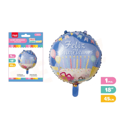 45CM GLOBO METALIZADO DE CUMPLEAÑOS AZUL