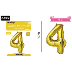 GLOBO DE MYLAR DORADO N4