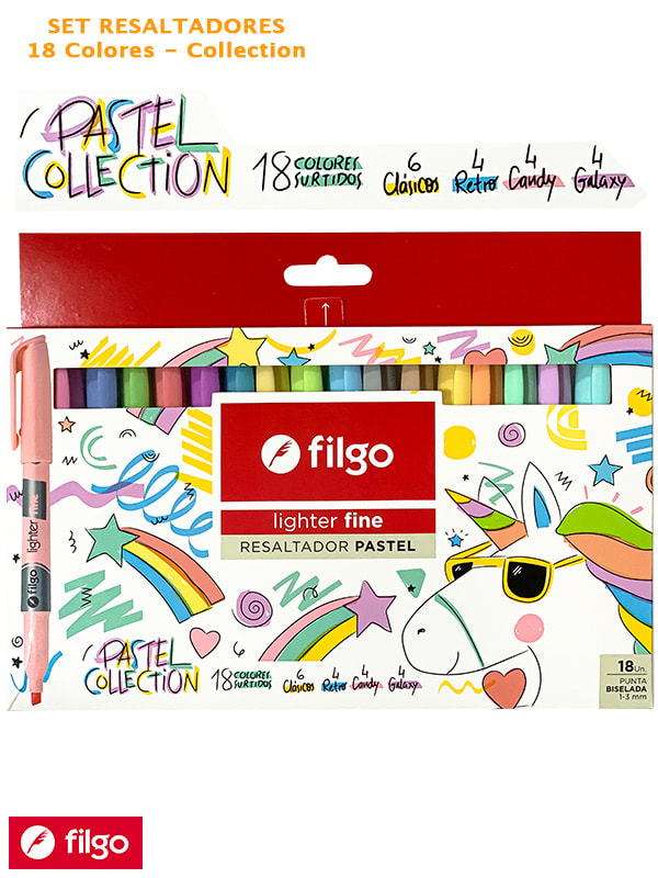 ESTUCHE 18 DESTACADORES PASTELES FILGO1