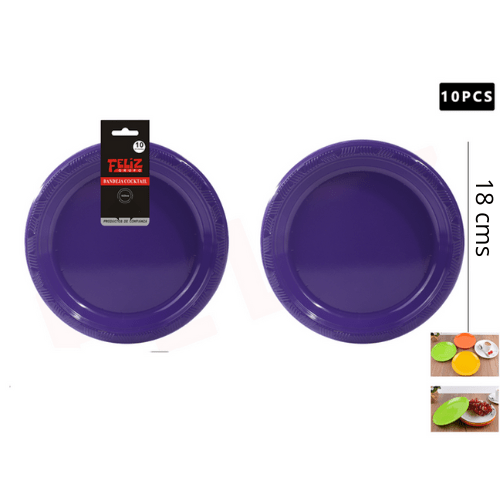 PLATO REDONDO MORADO 10 UNID 18 CM1
