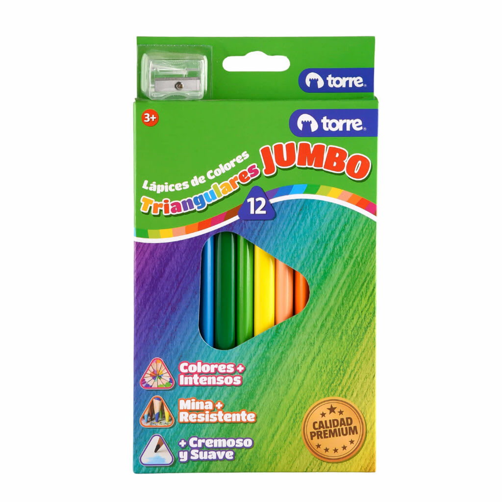 12 LAPIZ DE COLORES TRIANGULARES JUMBO1