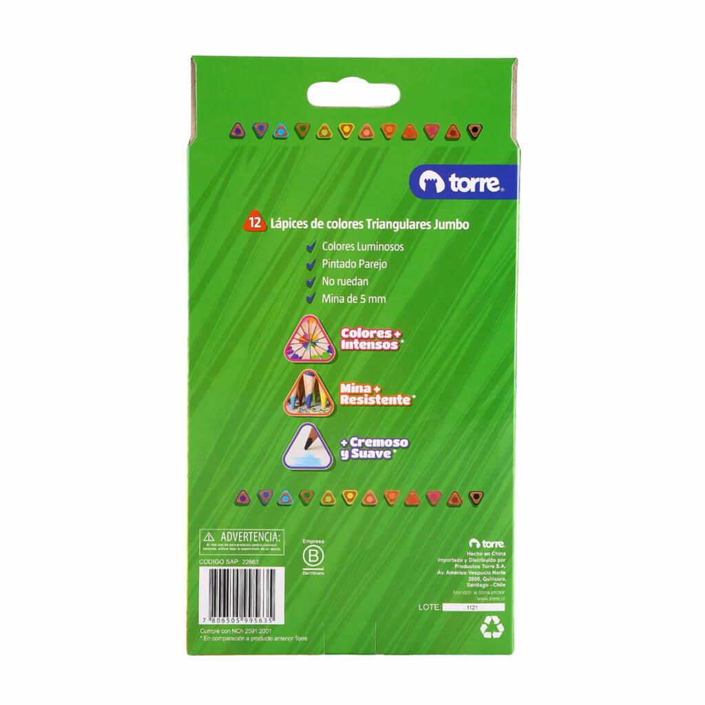 12 LAPIZ DE COLORES TRIANGULARES JUMBO4