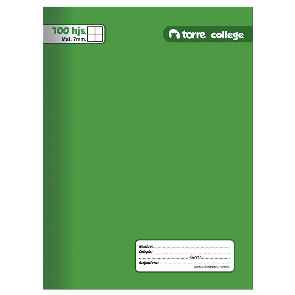 CUADERNO COLLEGE LISO MAT 7MM 100H2