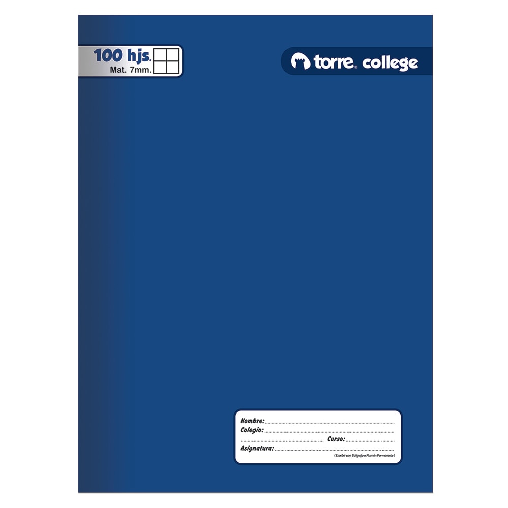 CUADERNO COLLEGE LISO MAT 7MM 100H3