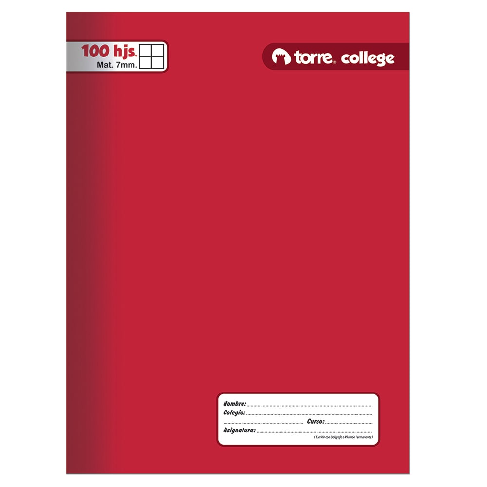 CUADERNO COLLEGE LISO MAT 7MM 100H4