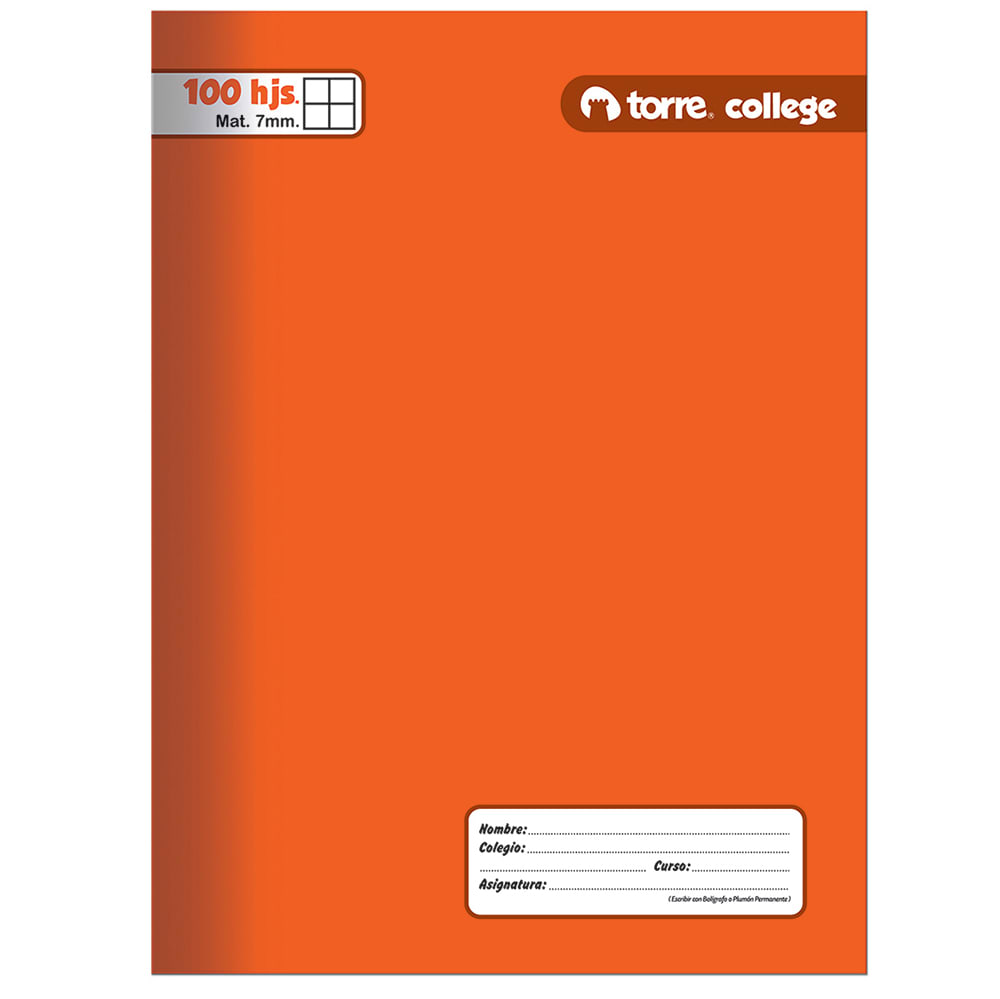 CUADERNO COLLEGE LISO MAT 7MM 100H5