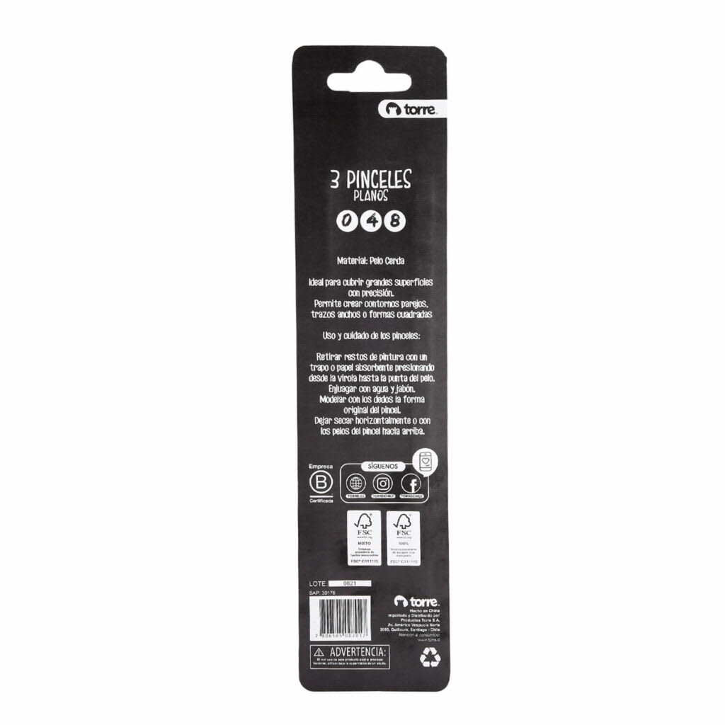 SET PINCELES PLANOS  N° 0-4-8.2