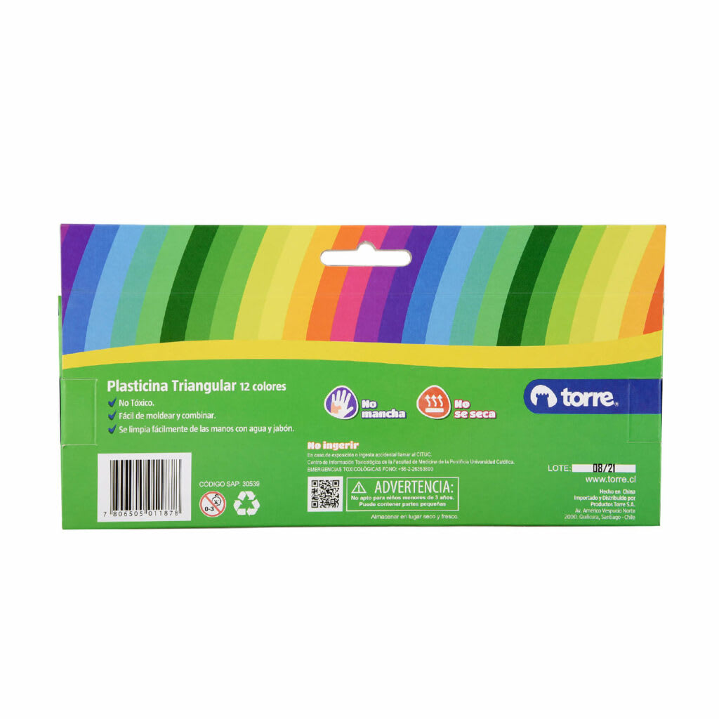PLASTICINAS TRIANGULARES 12 COLORES.2