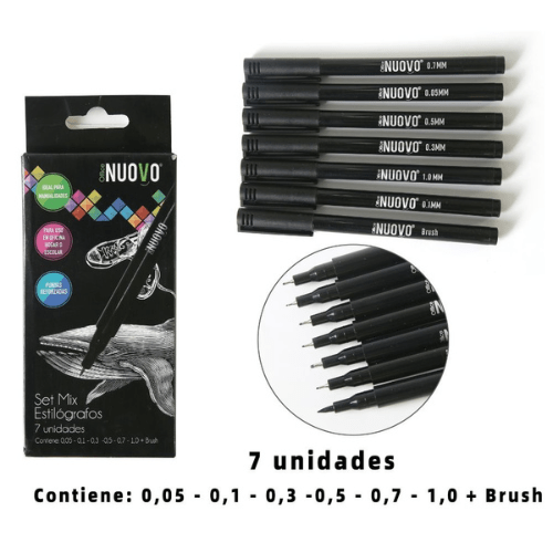 SET TIRALINEAS 7 MEDIDAS + BRUSH1