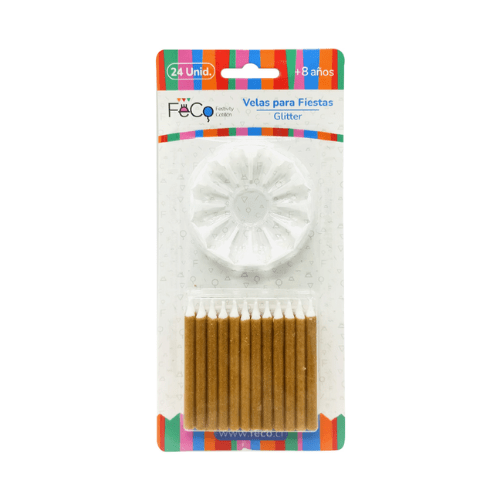 VELA GLITTER DORADO x 24 PCS1