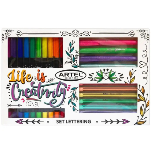 SET LETTERING MARCADORES 20 PIEZAS FINELINER, DOBLE PUNTA, DESTACADORES.1
