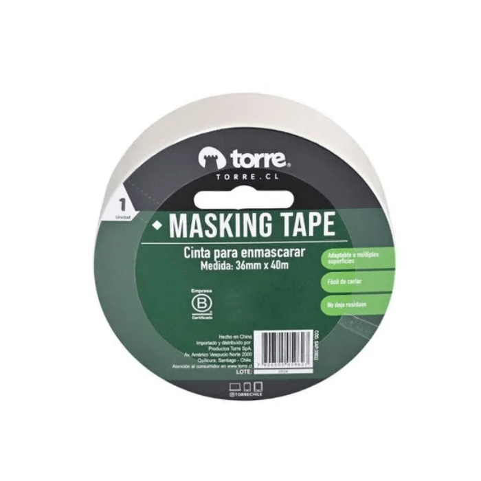 CINTA MASKING COLOR CREMA 36MMx40MTS2
