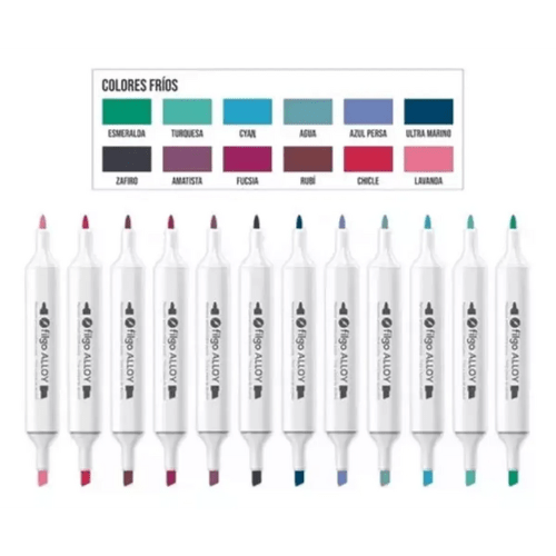 ESTUCHE 12 TONOS FRIOS DOBLE PUNTA.2