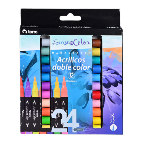 MARCADOR ACRILICO DOBLECOLOR 24UNID.1