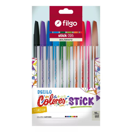 BOLIGRAFOS STICK 1.0 PACK 10 SURTIDOS.1