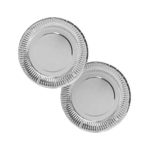 PLATO CARTON PLATEADO METALICO x 61