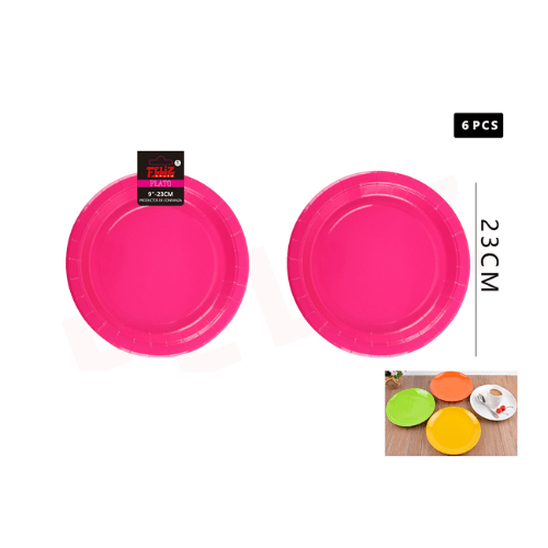 PLATOS ROSADO 23 CM 6 UNID1