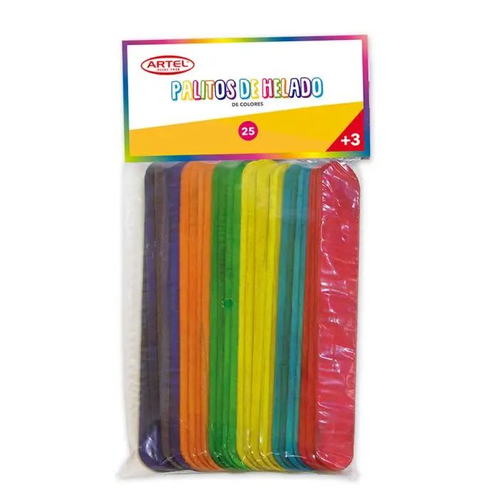 BOLSA DE 25 PALOS DE HELADO GRANDE A COLOR ARTEL1