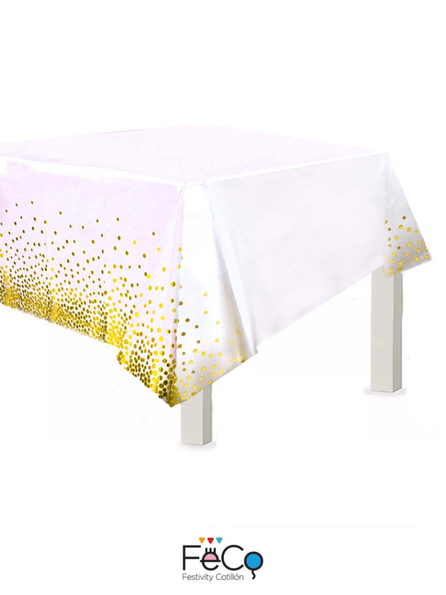 MANTEL METALICO BLANCO DORADO.1