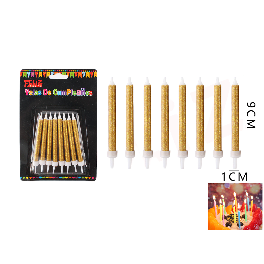 9*1CM VELAS DE CUMPLEAÑOS DORADO.1