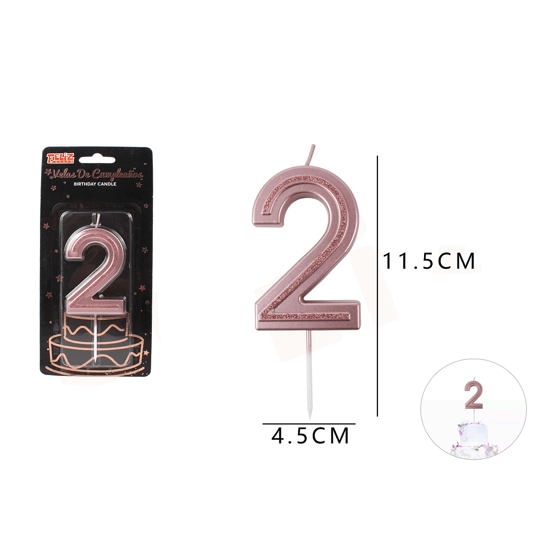 VELA DE CUMPLE N°2 ORO ROSA.1