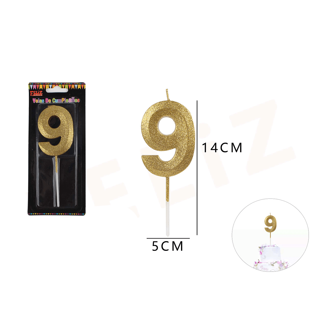 VELAS DE NUMEROS 9 DORADO1