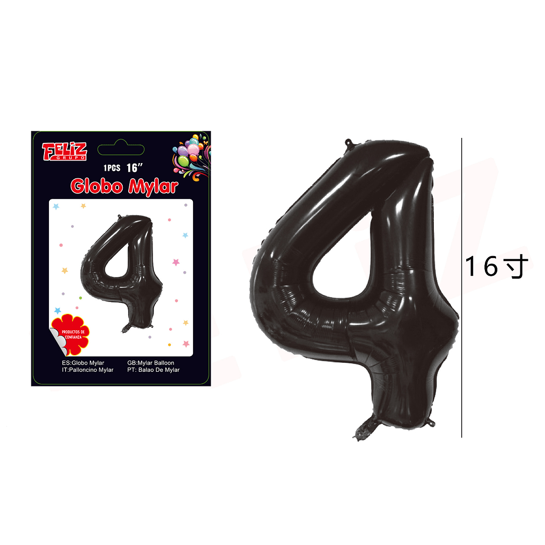GLOBO NUMERO 4 NEGRO1