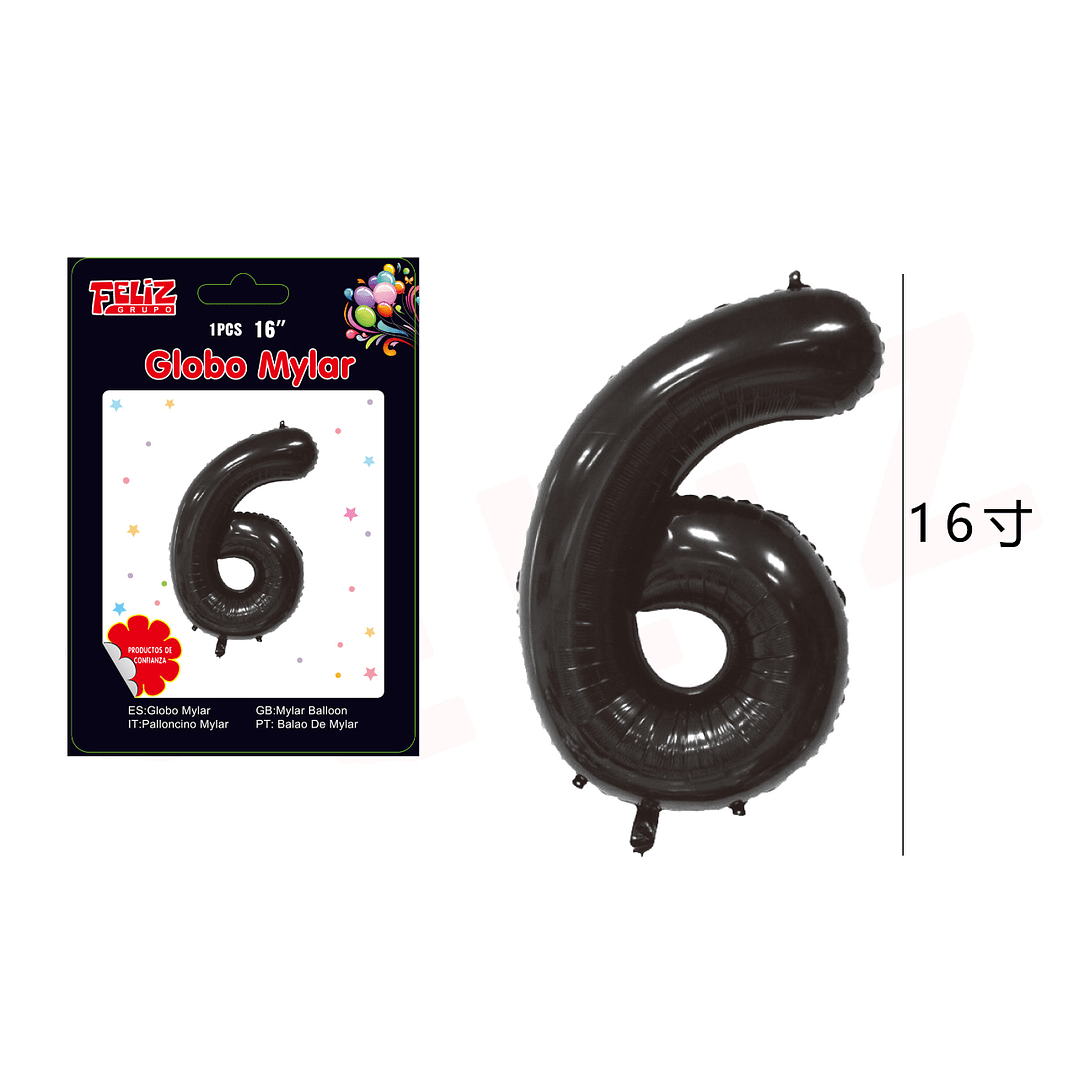 GLOBO NUMERO 6 NEGRO1