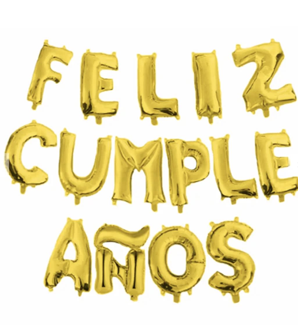 SET DE GLOBOS FELIZ CUMPLEAÑOS COLOR DORADO1