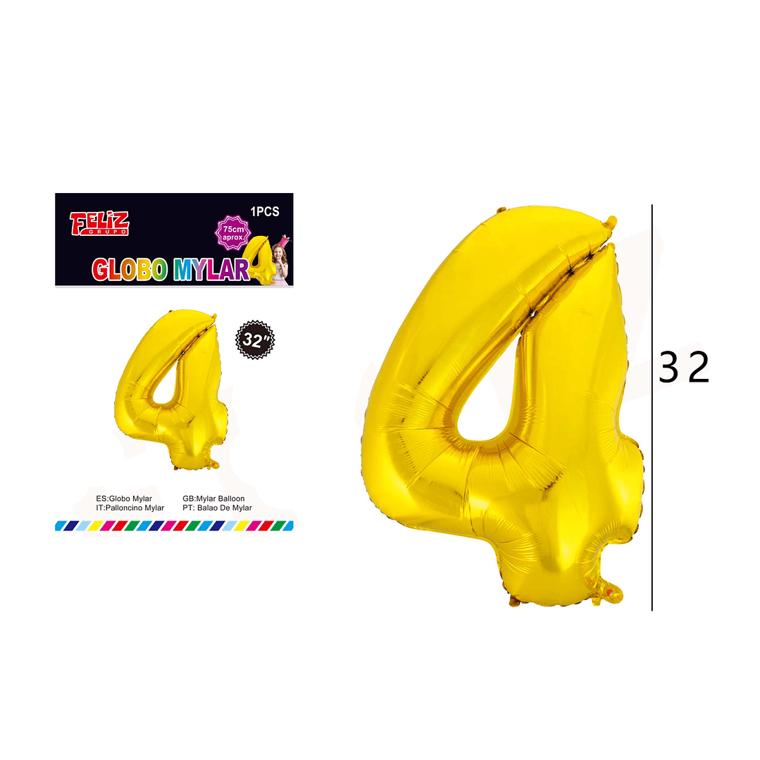 GLOBO MYLAR DORADO N4.1