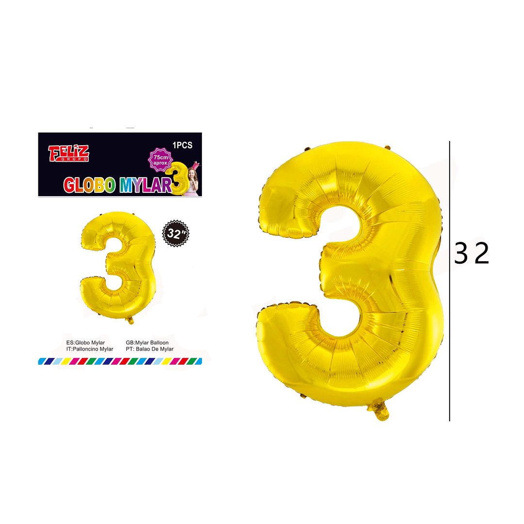 80CM GLOBO MYLAR DORADO 31