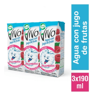 Jugo Agua Vivo Tripack Frambuesa 3x190ml.1