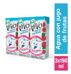 Jugo Agua Vivo Tripack Frambuesa 3x190ml.