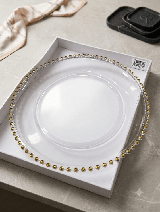 PLATO DECORATIVO PELOTITAS DORADAS1