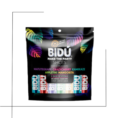 BOLSA SHOT BIDÚ VODKA ARMA TU FIESTA VALOR 20 UNIDADES 30 CC