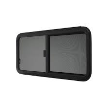 VENTANA CORREDERA ALUMINIO NEGRA CON MOSQUITERO 121CM X 55CM