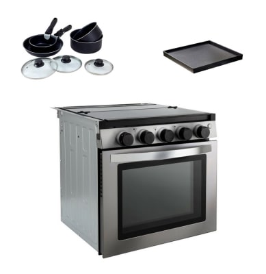 COMBO COCINA CON HORNO 50LTS + SET DE OLLAS + PLANCHA ISABELLA