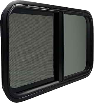 VENTANA CORREDERA ALUMINIO NEGRA CON MOSQUITERO 90,5 X 55,5CM