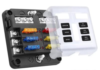CAJA PORTA FUSIBLES FUSIBLERA 6 VÍAS 12V-36V AXS1