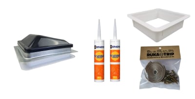 COMBO CLARABOYA SIMPLE NEGRA 36X36CM + SILICONAS Y BUTYL TAPE