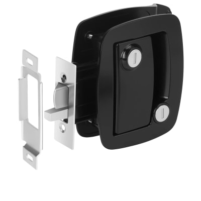 CERRADURA CHAPA NEGRA PUERTA ACCESO RV, 4 LLAVES, DOBLE SEGURO