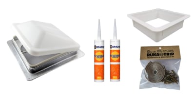 COMBO CLARABOYA SIMPLE BLANCA 36X36CM + SILICONAS y KIT DE INSTALACIÓN