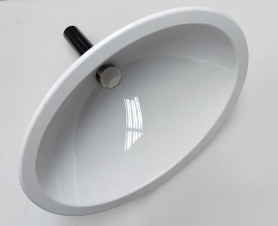 LAVAMANOS OVALADO 25x33 cms CON DESAGUE, COMPOSITE, BLANCO